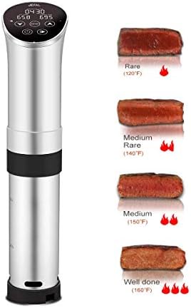 JEFAL Sous Vide Cooker - Thermal Immersion Circulator, High Precision of Temperature and Time Control, Ultra-Quiet - 1000W - Stainless Steel - Black