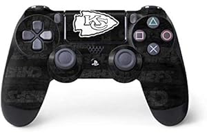 Skinit Decal Gaming Skin Compatible with PS4 Controller - Officially Licensed NFL Kansas City Chiefs Black & White Design