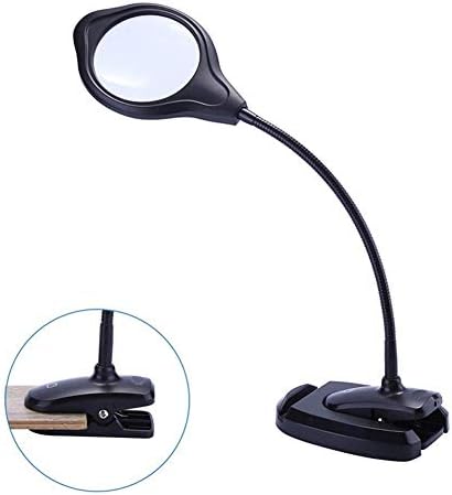 Magnifying Glass with Light - 2 in 1 Clamp Table & Desk Lamp Energy Saving Led Ultra Bright Daylight Light, Great for Reading, Hobbies, Crafts, Workbench- Black