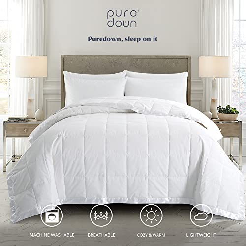 Puredown® Soft Lightweight Down Blanket with Satin Trim for Bed 100