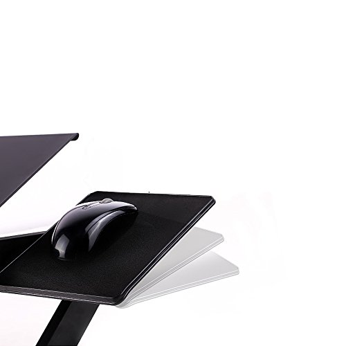 Yuanshikj 7" to 18" Office Solutions Portable Adjustable Aluminum Laptop Desk/Stand/Table Vented w/CPU Double Fans Mouse Pad Side Mount for Notebook MacBook iPad Bed Lap Tray Stan (Black) - Thumbnail 3