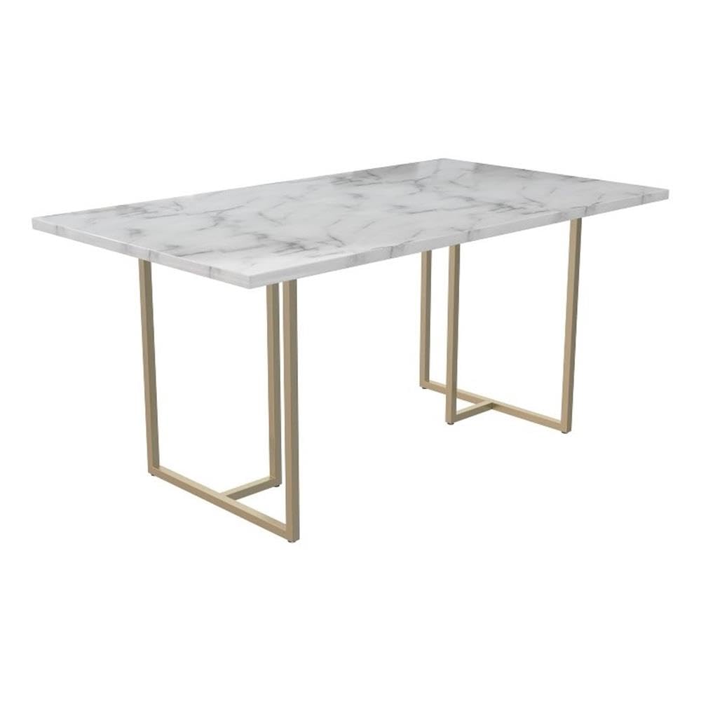 Photo 1 of CosmoLiving Astor Dining Table, White Marble Top with Gold Legs