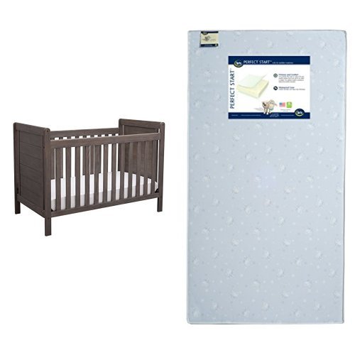 Serta Cali 4-in-1 Convertible Crib, Rustic Grey with Perfect Start Crib and Toddler Mattress Serta Cali 4-in-1 Convertible Crib, Rustic Grey with Perfect Start Crib and Toddler Mattress