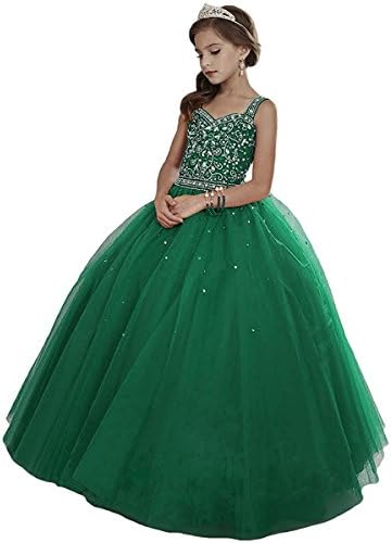 Zhiban Girls' Off Shoulder Evening Dresses Kids' Sequins Tulle Pageant Gowns