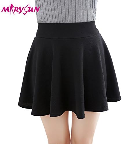Women Basic Skirts Versatile Stretchy Flared Pleated Skirts Skater Skirts