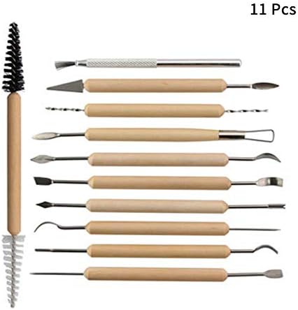 Tuipong 11 Pieces Carving Tools Double Sided Sculpting Tool Pottery Tools Wood Hand Tool Kits for Both Beginners Professional Art Craft Gift Set