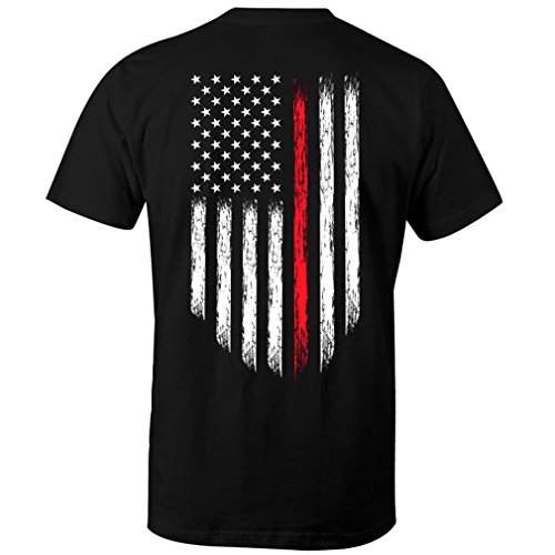 Fantastic Tees Thin Red Line Firefighter Red Lives Matter USA Flag Men's T Shirt (4XL)