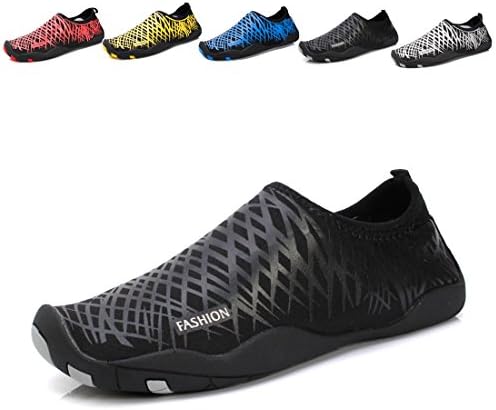 KISFLY Men Women Quick-Dry Water Barefoot Running Gym Shoes For Beach Pool Surf Yoga Exercise Black Size 10.5