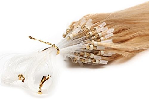 Xiaonibang Brazilian Remy Human Hair Extensions Loops Micro Ring Tip Hair (16''0.4g/s, 24 Golden Blonde)
