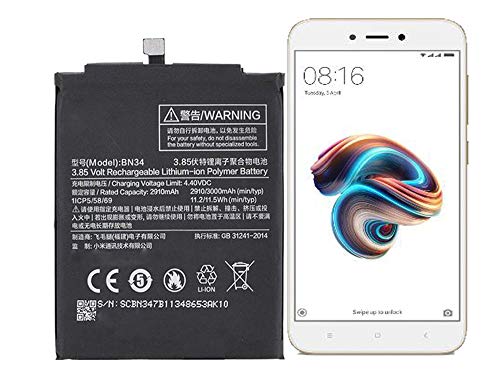 Ando Mob™ Mobile Battery Compatible for Mi Redmi Xiaomi Redmi 5A | BN34 | 3000mAh Capacity : 3120mAh (6 Months Warranty)