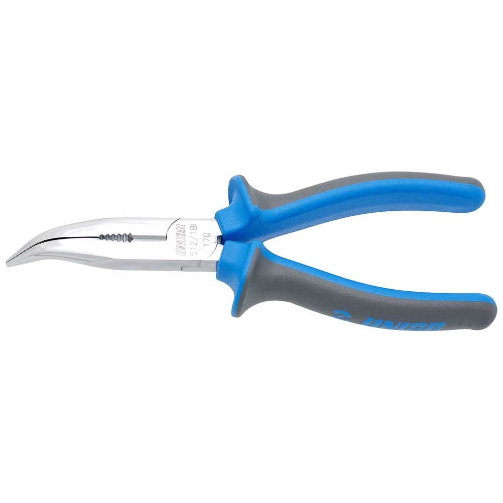 Unior 512/1BI 45 Degree Curved Long Nose Pliers with Side Cutter and Extra, 200 mm