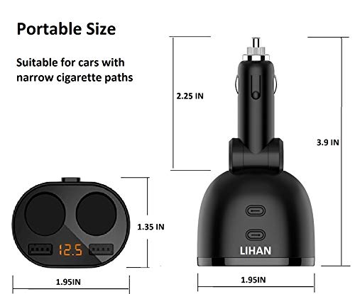Car Charger Power Adapter,2 Socket Cigarette Lighter with Dual USB Port,Compatible for iPhone X 8 7 6s 6 Plus, iPad, Galaxy, Google, Motorola, LG, Nexus, HTC and More