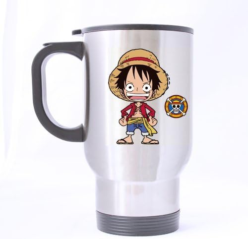 Anime One Piece Luffy Customize Personalized Travel Mug Sports Bottle Coffee Mugs Silver 14 OZ Office Home Cup (Two Sides Printed)