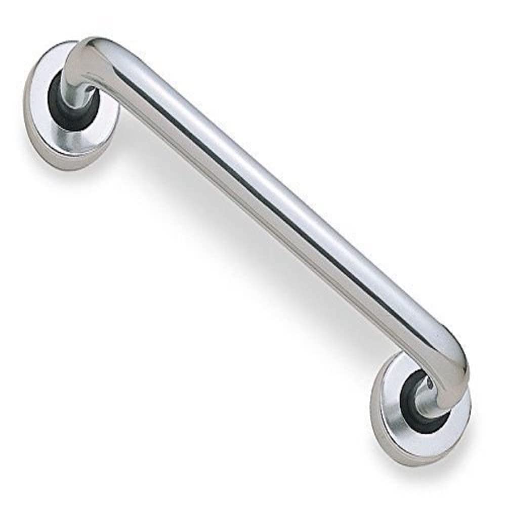Merriway BH03939 Round Pull Handle with Roses Concealed Fix 300mm 12 inch - Polished Aluminium , Grey