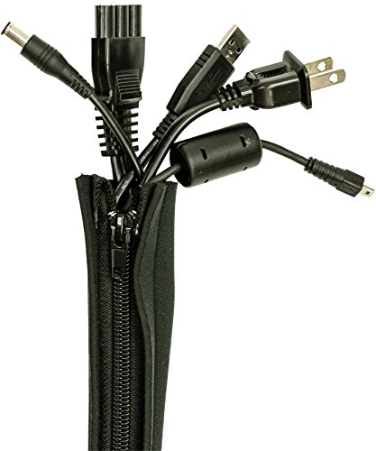 Cable Sleeves - Cord Management - Wire Organizer - 4 Pack - 20'' - Durable and Flexible Neoprene and Zipper - Computers, TVs, Desks, Home, Office - Premium Quality from Blue Key World