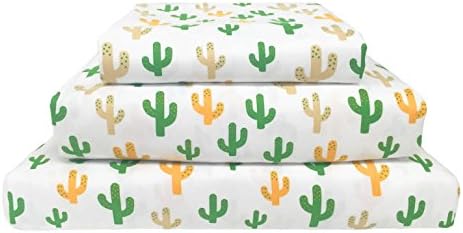 Beco Industries Wild West Cactus Print Polyester Sheet Set Green/White 4 Piece Full