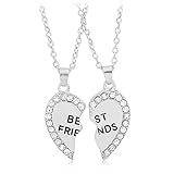 Hip Mall Best Friends Forever Love Heart BFF Diamond Break Pendent Friendship Necklaces Gift for Friends