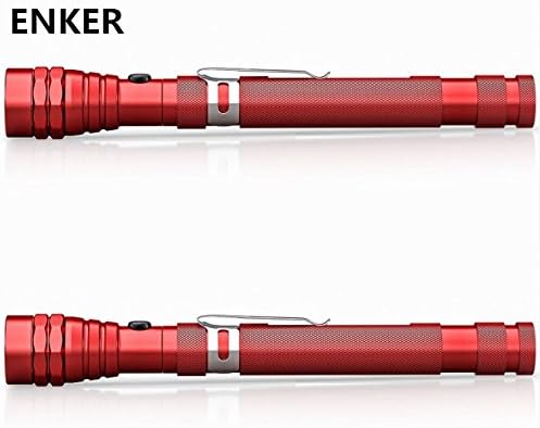 ENKER Telescopic water resistant Flex-Head LED Flashlight with Extendable Head - Magnetic Pick up Home Tools by flashlight(Red)daily deals(2 pack)