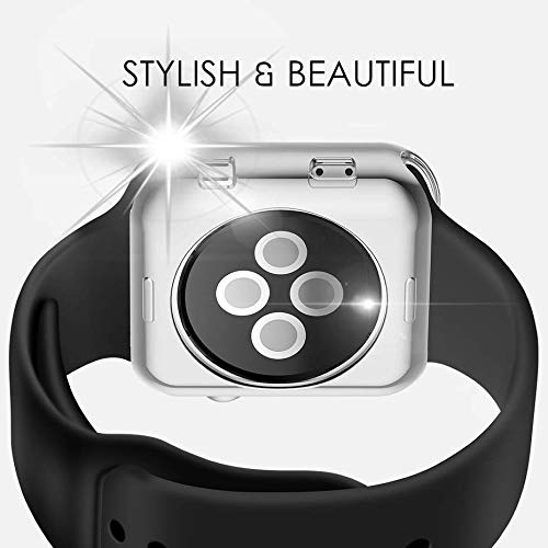 Case Compatible Apple Watch 42mm, Shock Proof Protective Silicone Bumper Resistant TPU Protector Case Cover Compatible with Apple Watch for 42mm Series 2,Series 3 (Silver, 42mm) - Thumbnail 3