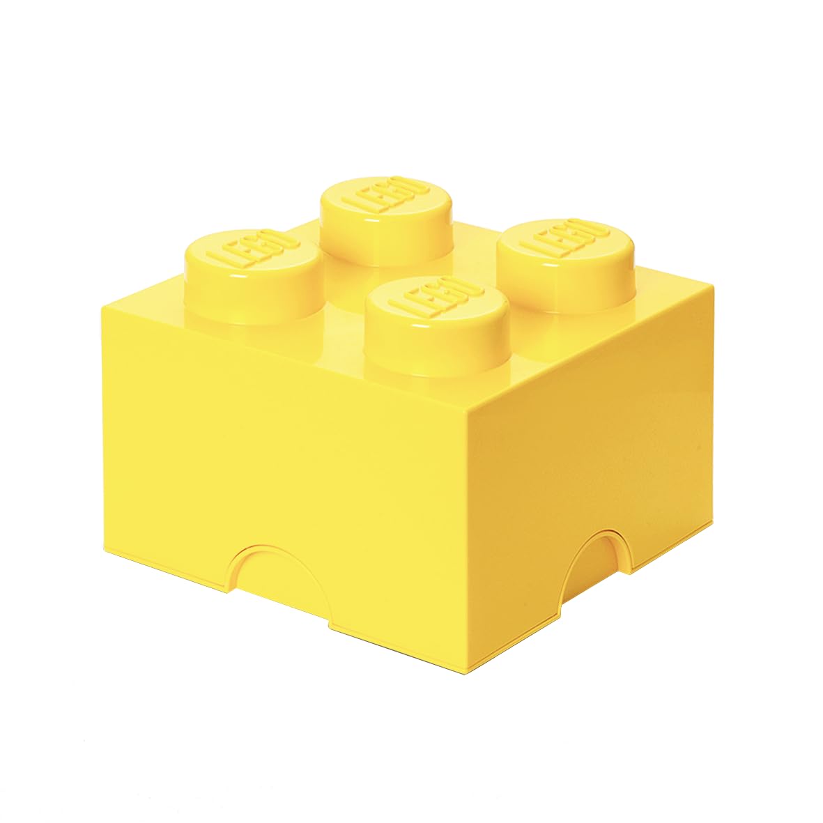 LEGO Storage Brick 4 Knobs Cool Yellow - Stackable Plastic Storage Box with Lid for Kids and Adults Ideal Desk Organizer and Toy Box - 5.6L Capacity