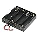 uxcell® Black 4 x 3.7V 18650 Pointed Tip Batteries Battery Holder Case w Wire Leads