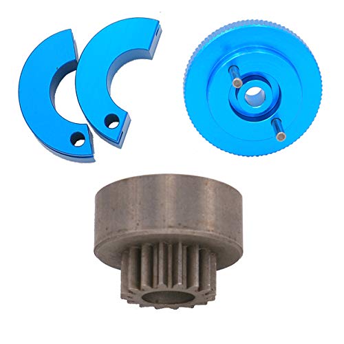 ZYCST 16T Flywheel Clutch Bell & Ball Bearings Set for HSP 94188 1/10 RC 1:10 Car Upgrade Parts Aluminum Alloy 16 Teeth Flywheel Assembly Kit Set (Color: Blue)
