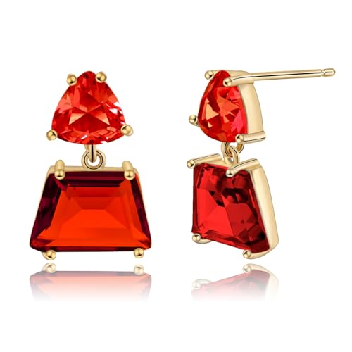 Elaximn Small Hypoallergenic Red Crystal Dangle Earrings for Women - Used condition - US$10.57