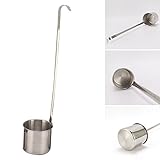 Long Handled Stainless Steel Wine Dipper,Wine Container Spoon Ladle Spoon With Hook For Spooning Out Wine, Sauces, Gravy, Oil, Melted Butter