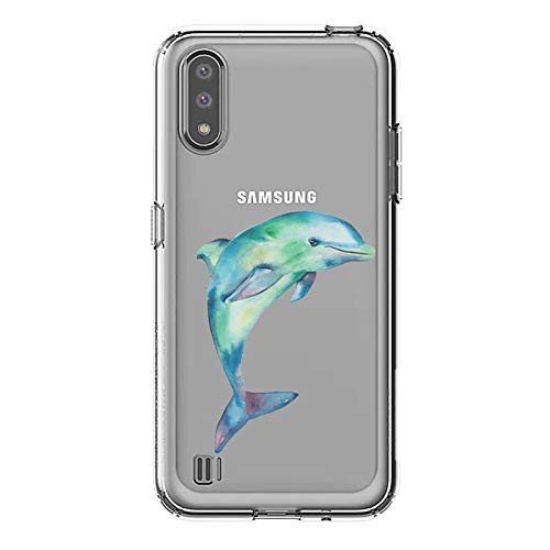 Cokitec Transparent Case for Samsung Galaxy A01 Dolphin Ink