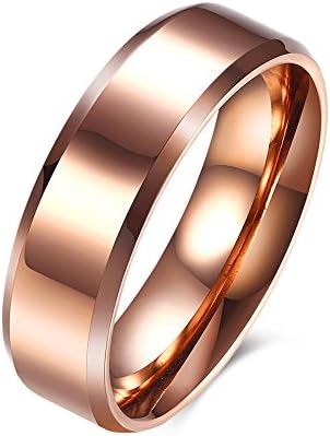 6MM Wide Men Women Titanium Steel Promise Wedding Band Ring, Rose Gold, Size7-10 (9)