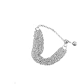 Izpack Layered Link Tassel Chain Stacking Ring for Women 925 Sterling Silver Dangle Tiny Bead Ball Adjustable Statement Rings Finger Wedding Engagement Band Fashion Jewelry Gifts