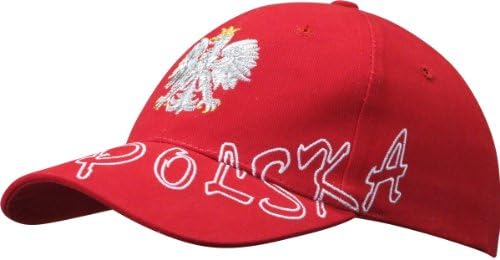 Polish Apparel Red Baseball Cap - Silver Ealge &amp; White Polska Outline