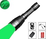 BestFire® Portable HS-802 350 Lumens Cree led Tactical Flashlight 250 Yard Long Range Hunting Light Cree LED Light Coyote Hog Hunting Light Torch with Remote Pressure Switch Barrel Mount 18650 Rechargeable battery and Charger Perfect for Hunting Fishing (Green Light)