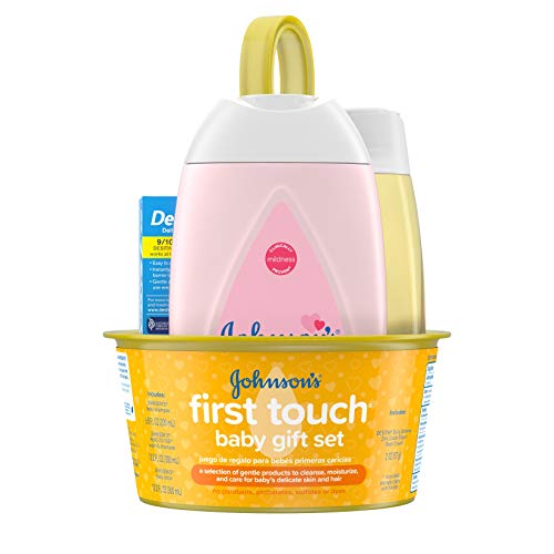 Johnson’s First Touch Baby Gift Set, Baby Bath, Skin, & Hair Essential Products, Kit for New Parents with Wash, Shampoo…