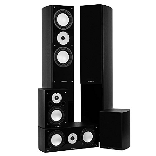 Fluance XLHTBBK High Performance 5 Speaker Surround Sound Home Theater System – Black Ash