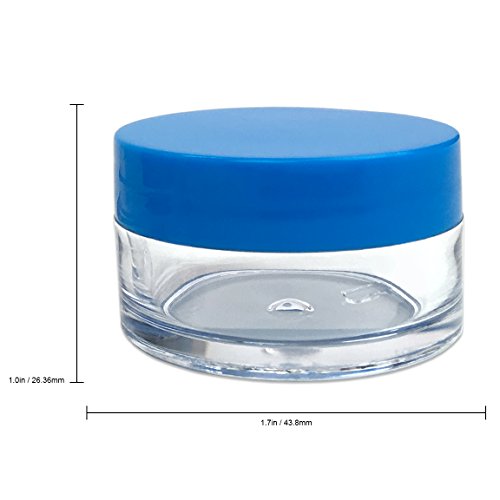 Beauticom 12 Pieces 20G/20ML Round Clear Jars with Blue Lids for Jams, Honey, Cooking Oils, Herbs and Spices - BPA Free
