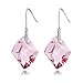 SWEETV Swarovski Crystal Pierced Drop Dangle Earrings - Hypoallergenic Fashion Jewelry - Ideal Gifts for Women Girls, Candy Pink