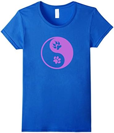 Women's Ying Yang Paw Print Animal Rescue Shirt Dog and Cat Medium Royal Blue