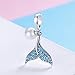 WOSTU 925 Sterling Silver Exquisite Charms Pink Love Heart Bead Charm for Bracelets The Key of Heart Charms Beads for Women (Fish Tail)