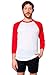 American Apparel Unisex Poly-Cotton 3/4 Sleeve Raglan Shirt, White/Red, Large