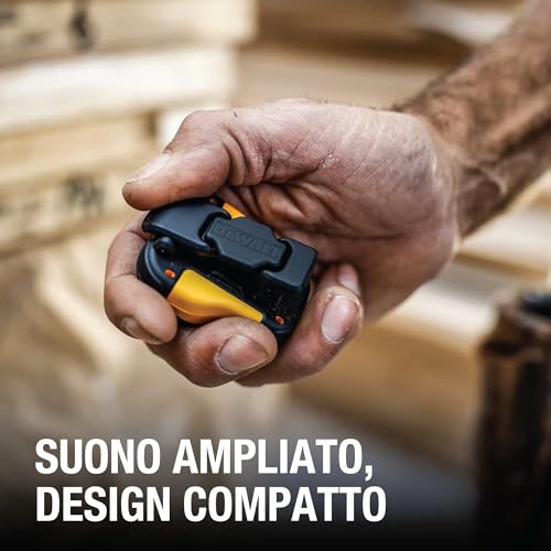 DEWALT Jobsite Pro Wearable Bluetooth Speaker, Mini Portable Wireless Speaker with Clip and Magnets, IP56 Waterproof and Dustproof, Built-in Microphone, Perfect for Construction Site and Outdoor