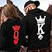 MissBloom King & Queen Matching Couple Hoodie His & Hers Hoodies, 1 PC (King, M)