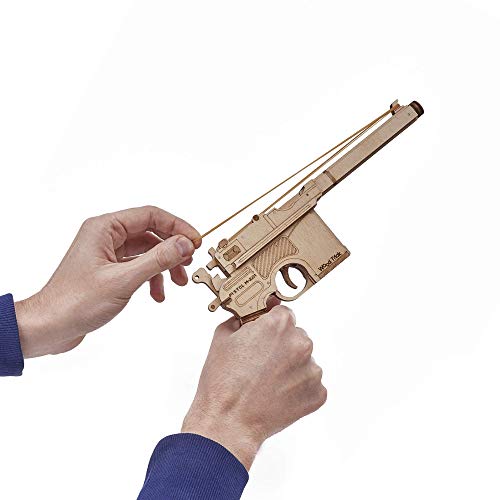Wood Trick Wooden Toy Guns Set with Targets Shooting Range, Pistol Toy