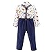 Baby Boy Clothes Outfit Toddler Kids 4 Pcs Suit Long Shirt Pants Bowtie Strap