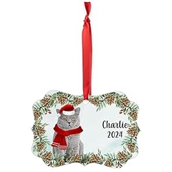Blue Grey British Shorthair Cat Christmas Ornament