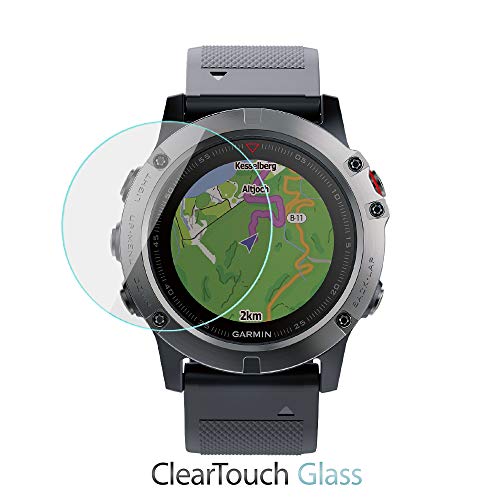 BoxWave Garmin Fenix 5X Screen Protector, [ClearTouch Glass] 9H Tempered Glass Screen Protection Garmin Fenix 5X