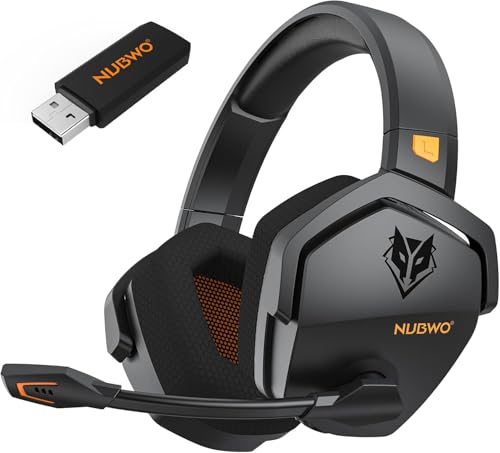 NUBWO G06 Dual Wireless Gaming Headset with Microphone for PS5, PS4, PC, Mobile, Switch: 2.4GHz Wireless + Bluetooth - 100 Hr Battery - 50mm Drivers - Orange