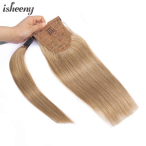 14" Human Ponytail Hair Extensions Remy Human Hair Piece For Women - 1 Piece Hairpiece 60 Grams Wrap Around Ponytail Human Hair Extensions Light Brown #27 Color