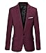 Mens Slim Fit Casual One Button Blazer Jacket (302 Burgundy, M)