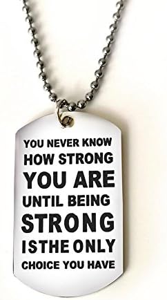 WMAO Gift From Father or Mother, You Never Know How Strong,Dog Tag Military Air Force Navy Coast Guard Necklace Ball Chain Gift for Best Son Birthday Graduation Stainless Steel (You Never Know)